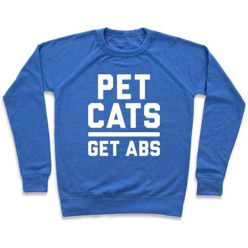 PET CATS GET ABS (WHITE) CREWNECK SWEATSHIRT