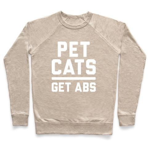 PET CATS GET ABS (WHITE) CREWNECK SWEATSHIRT
