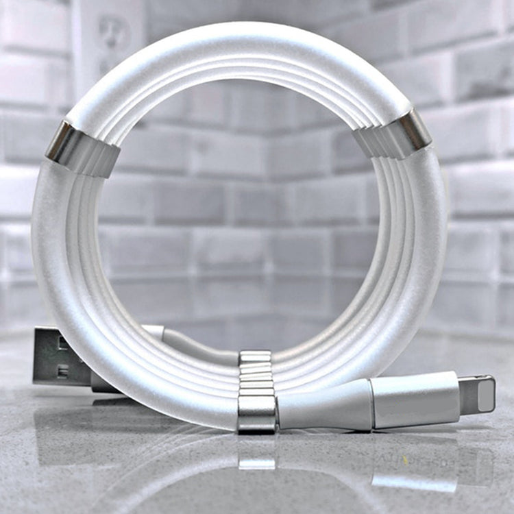 a white cable with silver metal accents