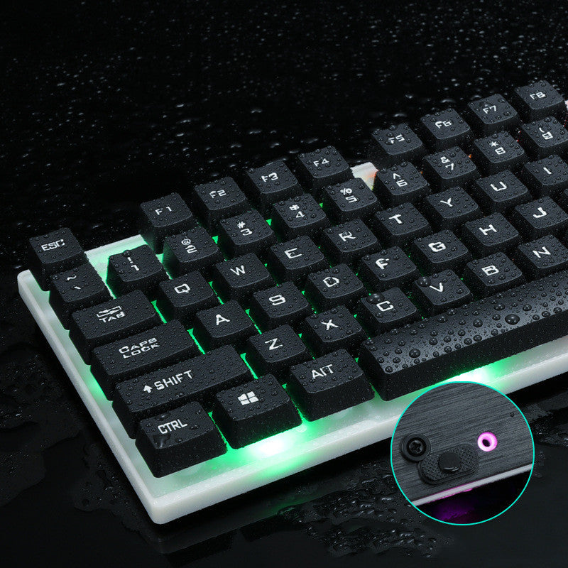 a black keyboard with green lights