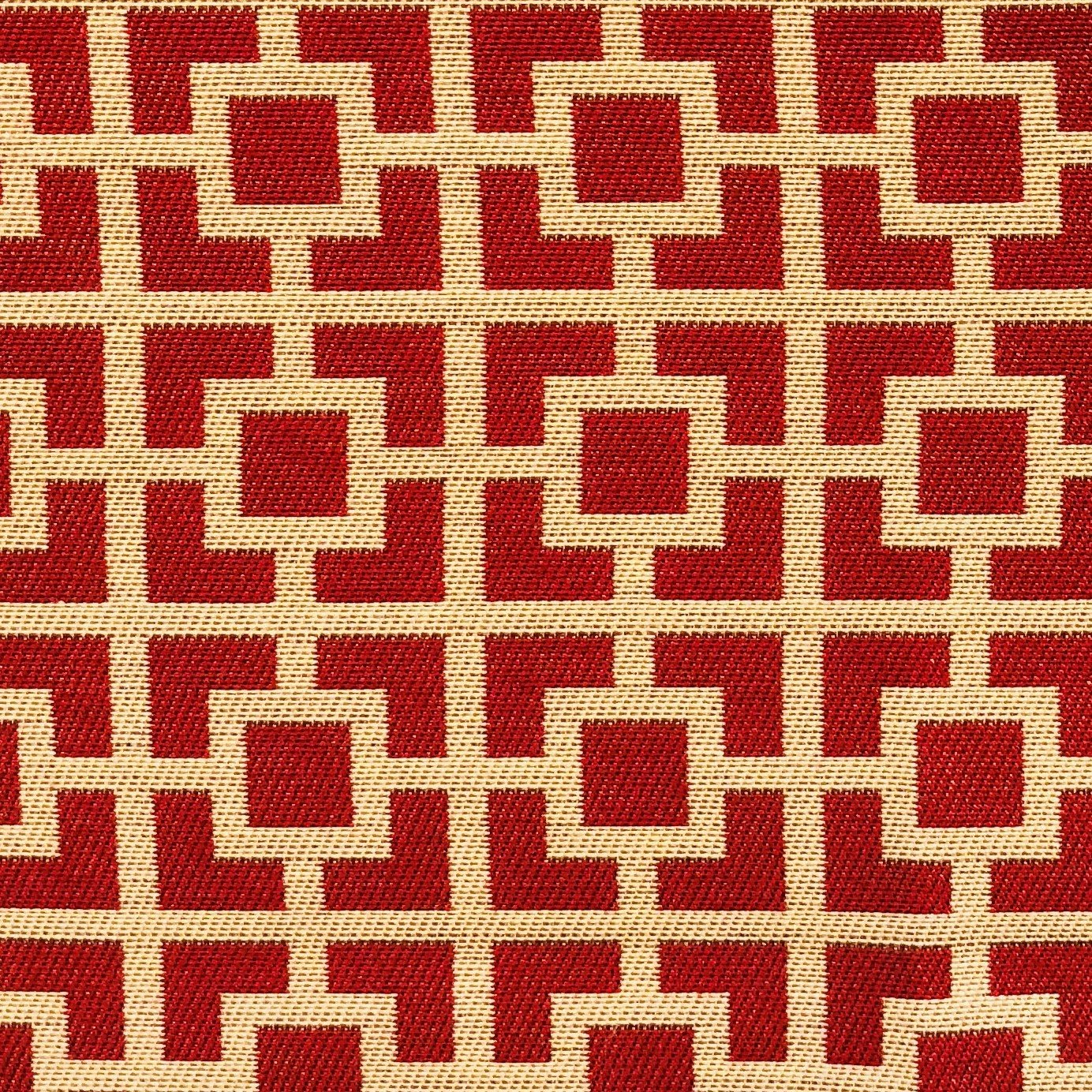 Crimson Square Red and Beige Luxury Throw Pillow