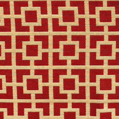 Crimson Square Red and Beige Luxury Throw Pillow