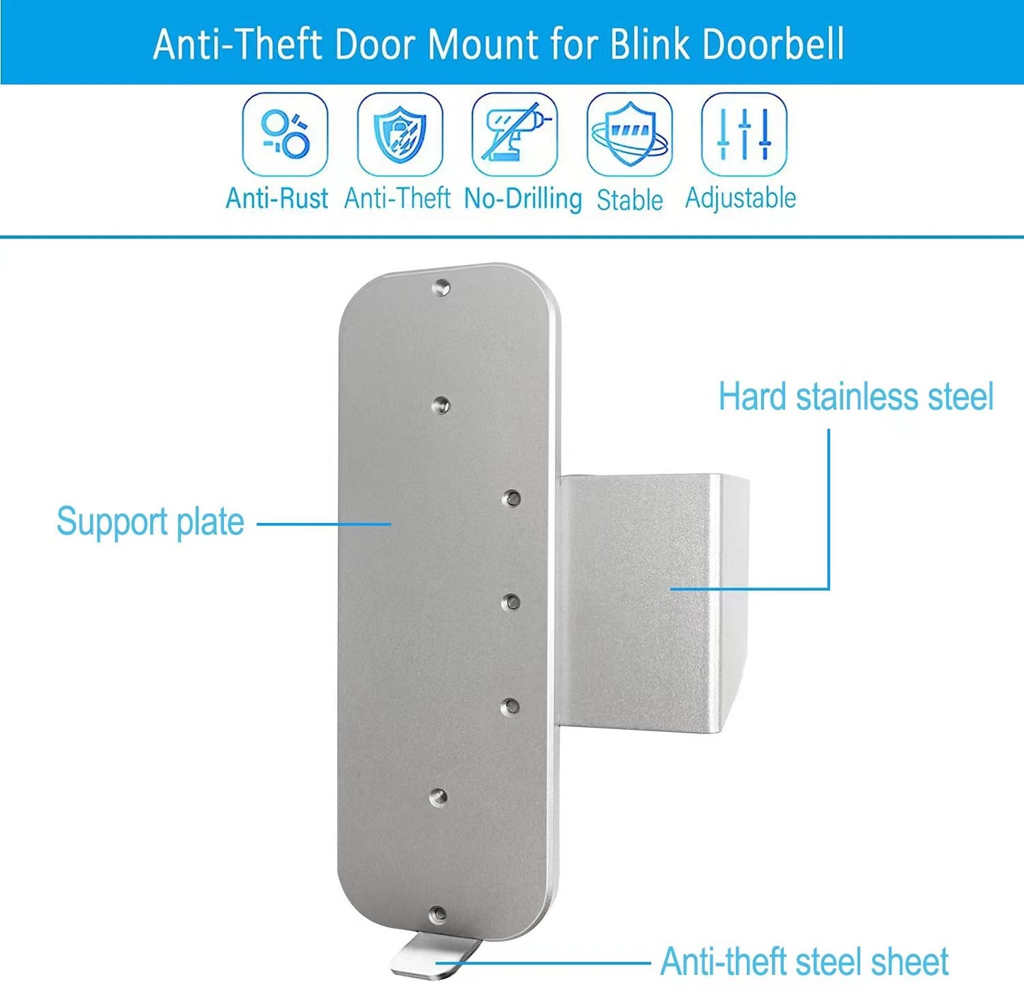 Doorbell Punch-free Anti-theft Fixed Door Holder Metal Bracket