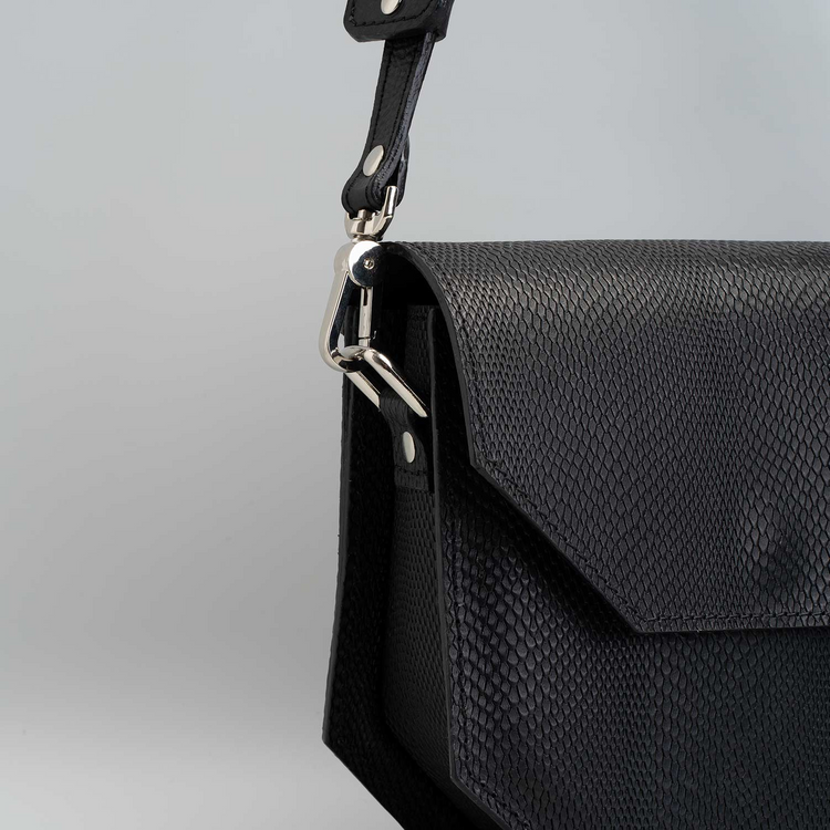 a close-up of a black bag