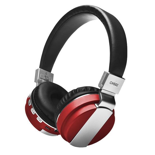 a pair of red and black headphones