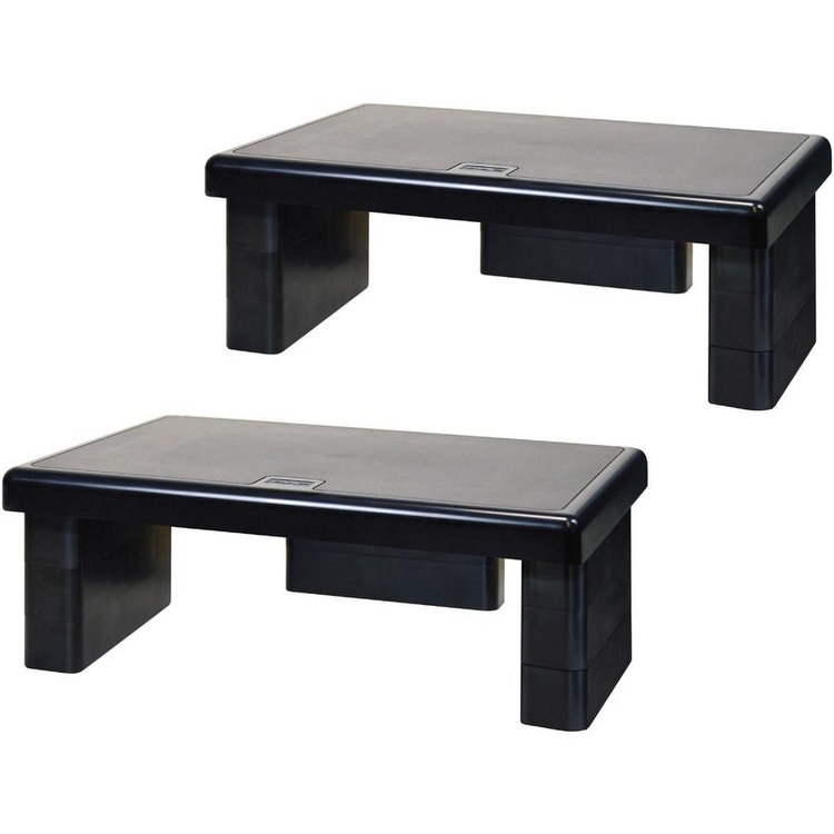 a black rectangular table with a white background