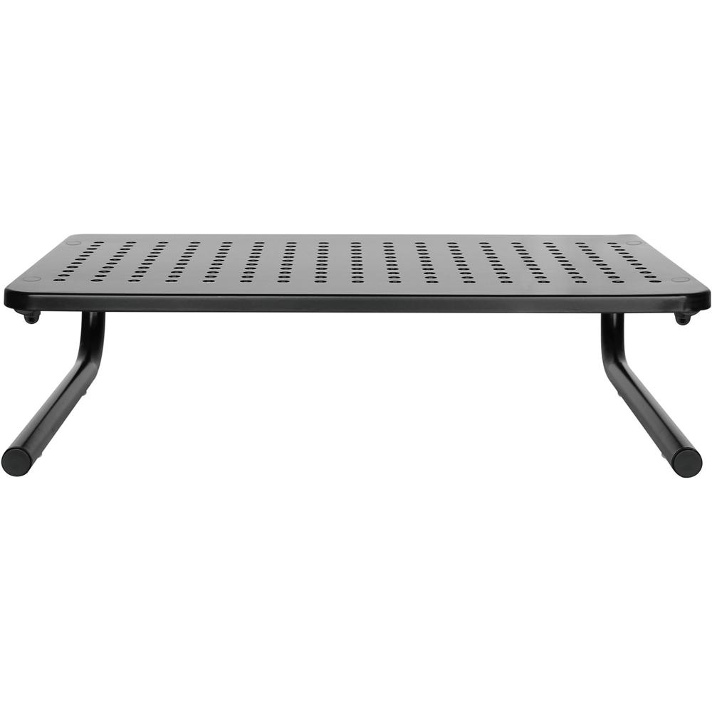 Lorell Monitor/Laptop Stand - 20 lb Load Capacity - 5.5" Height x 14.5" Depth - Desktop - Steel - Black - For Monitor, Notebook - Ventilated, Rubber Pad, Non-skid