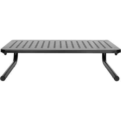 Lorell Monitor/Laptop Stand - 20 lb Load Capacity - 5.5" Height x 14.5" Depth - Desktop - Steel - Black - For Monitor, Notebook - Ventilated, Rubber Pad, Non-skid