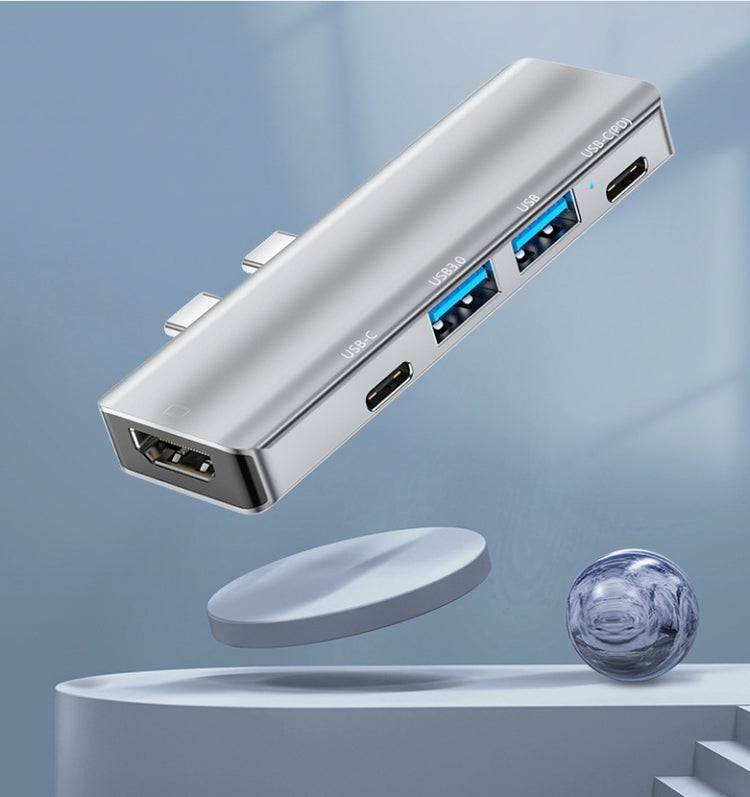 a silver device with blue lights