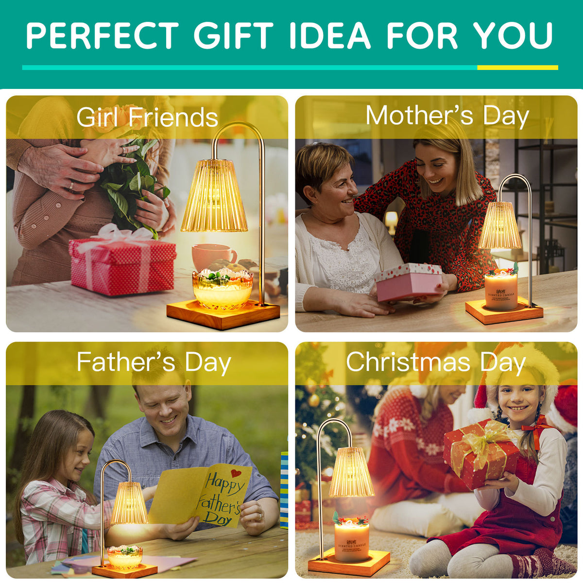 a collage of images of people and gifts