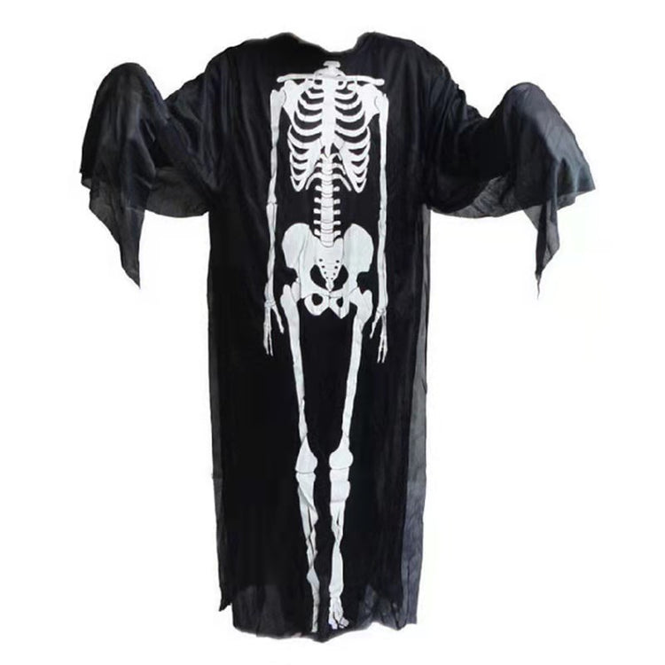 a skeleton garment with a black robe