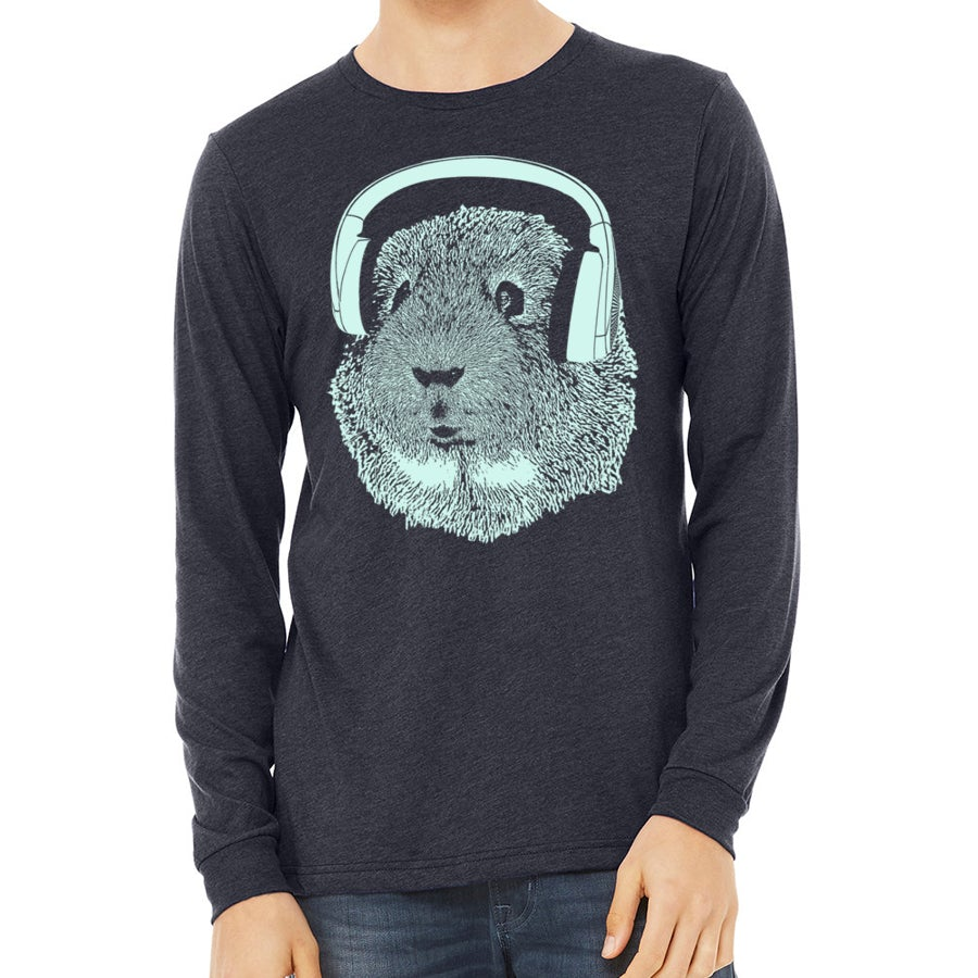 Guinea Pig Wearing Headphones Long Sleeve