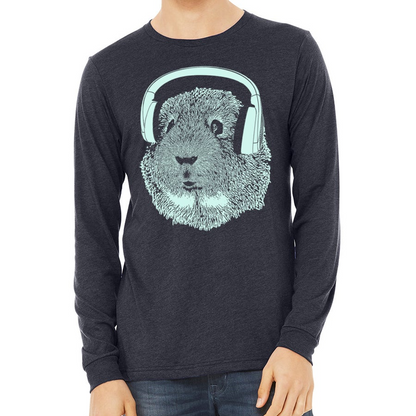 Guinea Pig Wearing Headphones Long Sleeve
