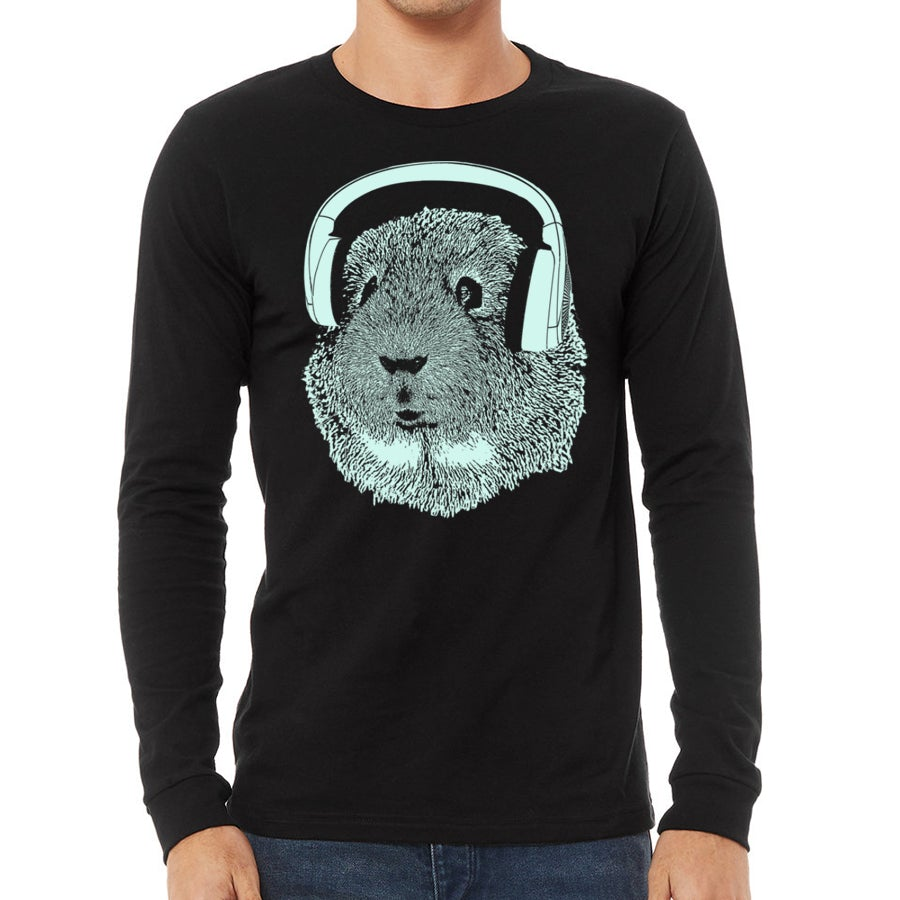 Guinea Pig Wearing Headphones Long Sleeve