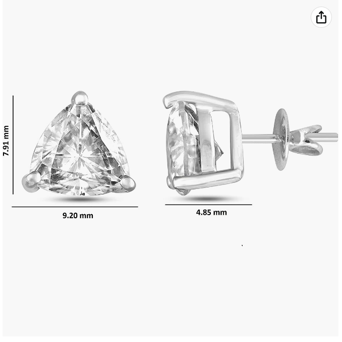 Earrings in 925 Sterling Silver with 0.54ct 4.5mm Moissanite