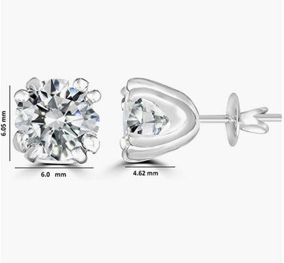Classic 5mm 0.81 CT Moissanite Sterling Silver Earrings