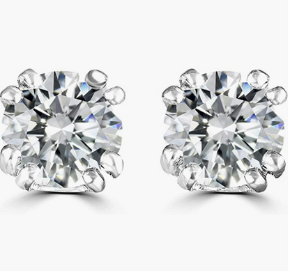 Classic 5mm 0.81 CT Moissanite Sterling Silver Earrings