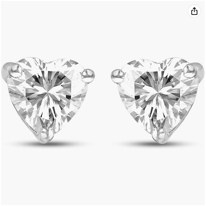 Earrings Heart Shape 4.5mm 0.60 Ct Moissanite 925 Sterling Silver