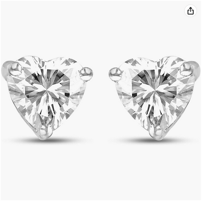 Earrings Heart Shape 4.5mm 0.60 Ct Moissanite 925 Sterling Silver