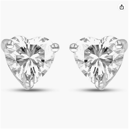 Earrings Heart Shape 4.5mm 0.60 Ct Moissanite 925 Sterling Silver