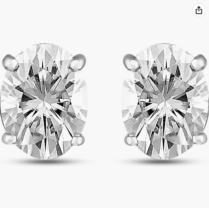 Moissanite Earrings Forever Brilliant Oval 86mm 2.63 Ct 925 Sterling Silver
