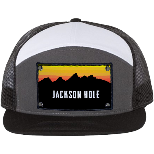 Jackson Hole Sunset on Charcoal Black and White