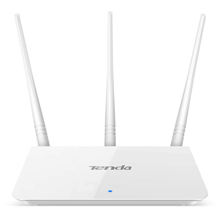 a white router with three antennas