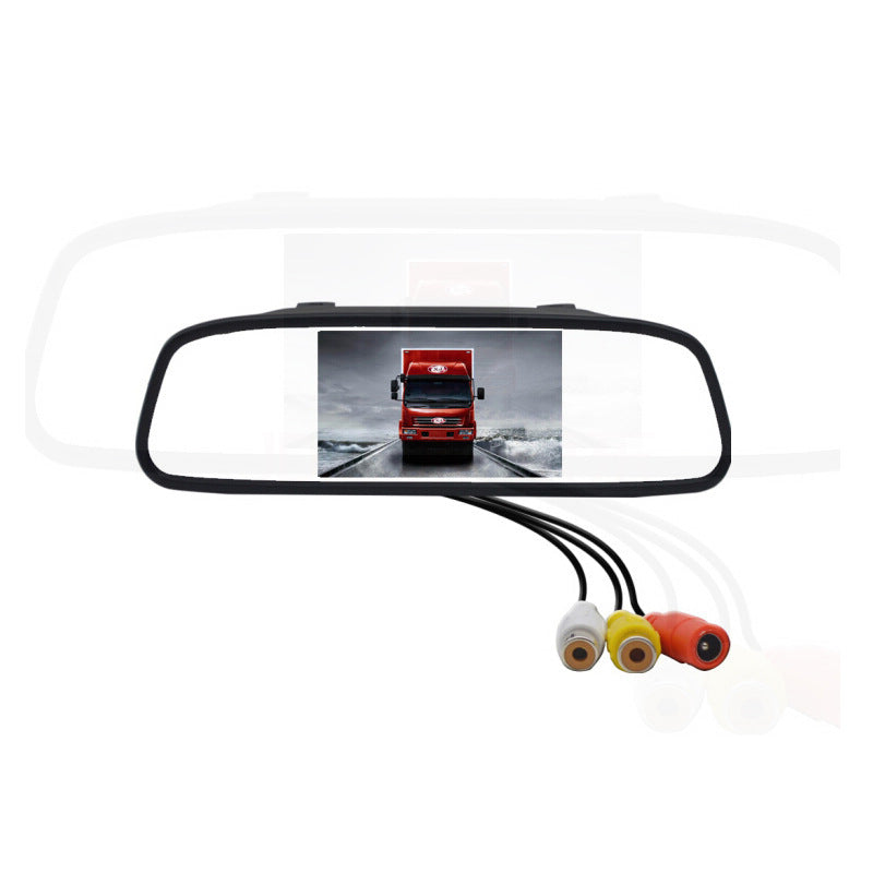 a rear view mirror with a picture of a truck