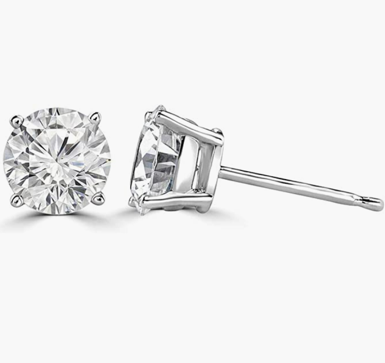 Brilliant 0.80ct Moissanite 14K White Gold Stud Earrings for Women
