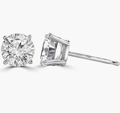 Brilliant 0.80ct Moissanite 14K White Gold Stud Earrings for Women