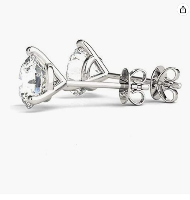 Brilliant Round-Cut Moissanite Earrings in 4.5mm, 0.62 Carats set in 14 k White Gold for Women