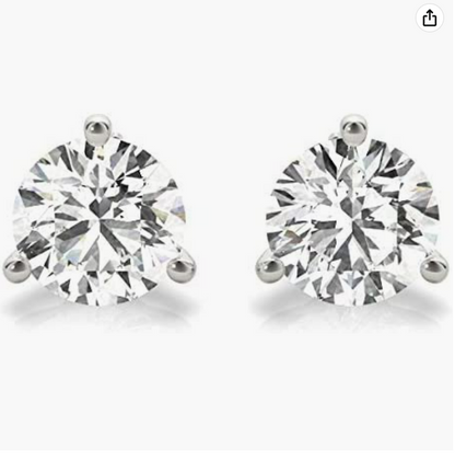 Brilliant Round-Cut Moissanite Earrings in 4.5mm, 0.62 Carats set in 14 k White Gold for Women