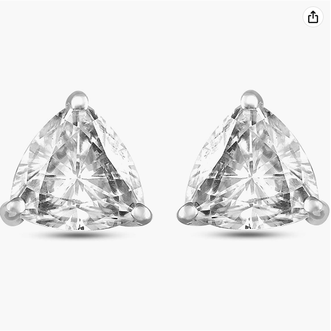 Elegant Trillion-Cut Moissanite Earrings in 4.5mm, 0.54 Carats set in 14kt White Gold for Women