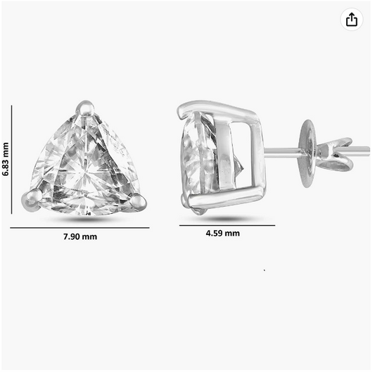 Elegant Trillion-Cut Moissanite Earrings in 4.5mm, 0.54 Carats set in 14kt White Gold for Women
