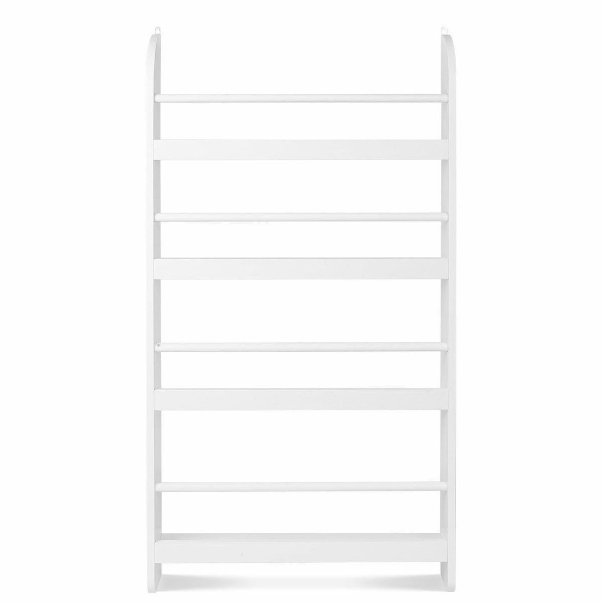a white shelf with six shelves