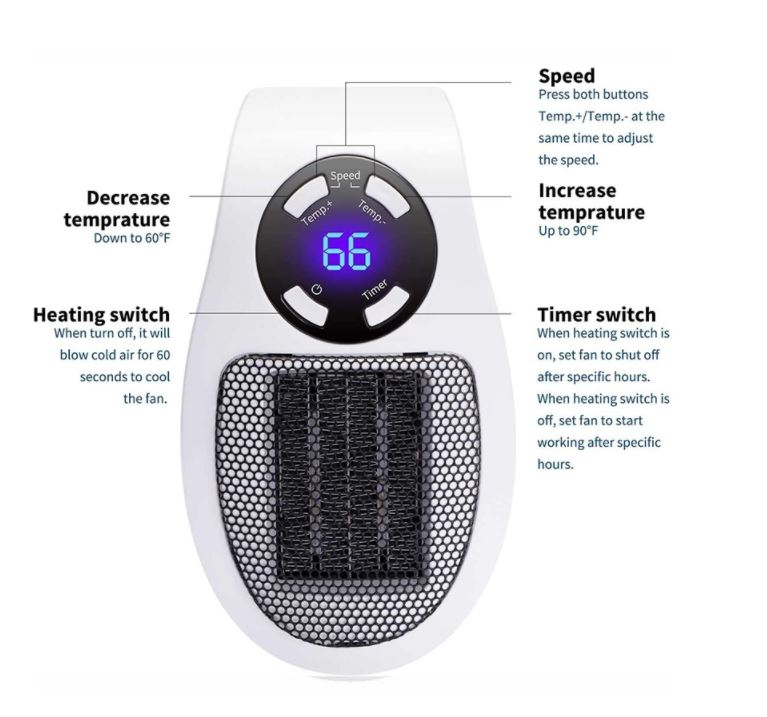 US Heater Portable Oscillating Heater with Overheat Protection
