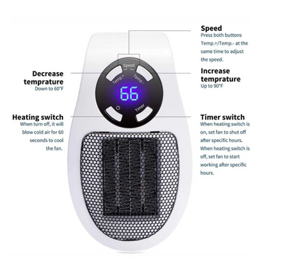 US Heater Portable Oscillating Heater with Overheat Protection