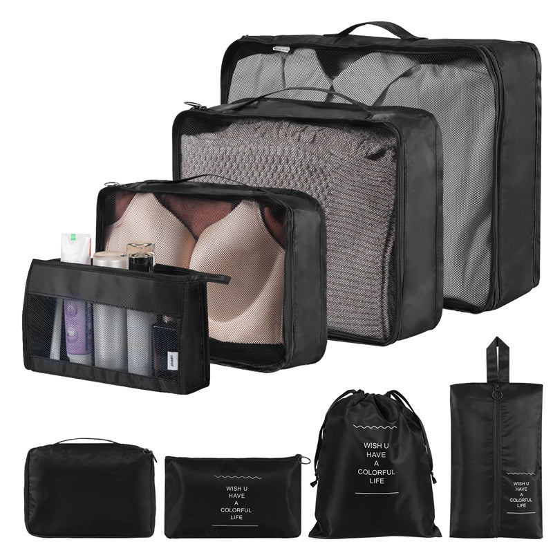 a group of black bags