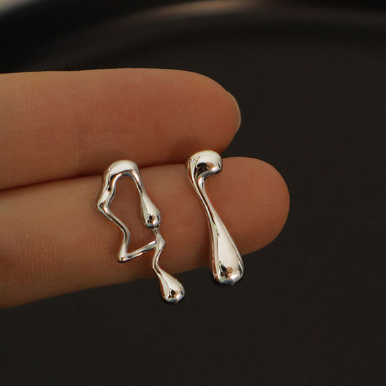 Asymmetric Sculptural Lava-Style Earrings