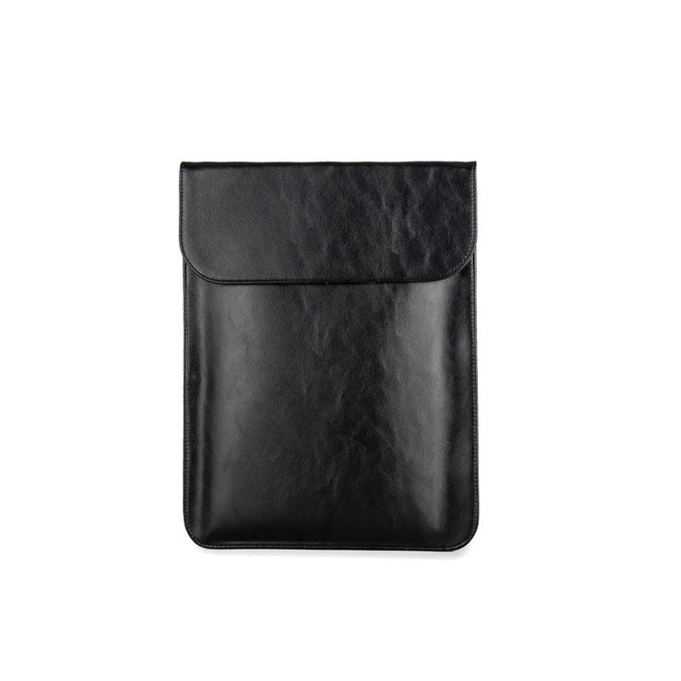 a black leather case with a pocket