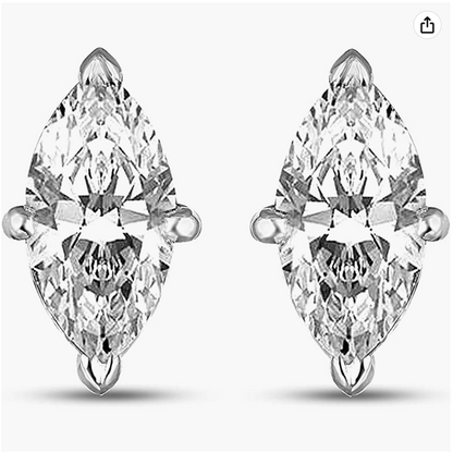 Brilliant Marquise 3mm 0.49 Carat Moissanite 925 Sterling Silver Earrings for Women