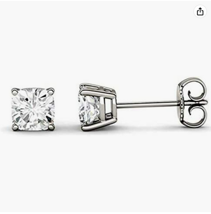 Brilliant Cushion 4.5mm 0.83 Carat Moissanite 925 Sterling Silver Earrings for Women