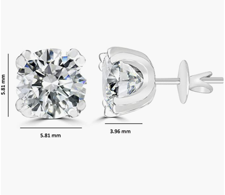 Brilliant Round-Cut 5mm 0.78 Carat Moissanite 925 Sterling Silver Earrings for Women