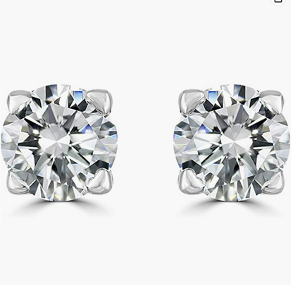 Brilliant Round-Cut 5mm 0.79 Carat Moissanite 925 Sterling Silver Earrings for Women