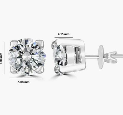 Brilliant Round-Cut 5mm 0.79 Carat Moissanite 925 Sterling Silver Earrings for Women