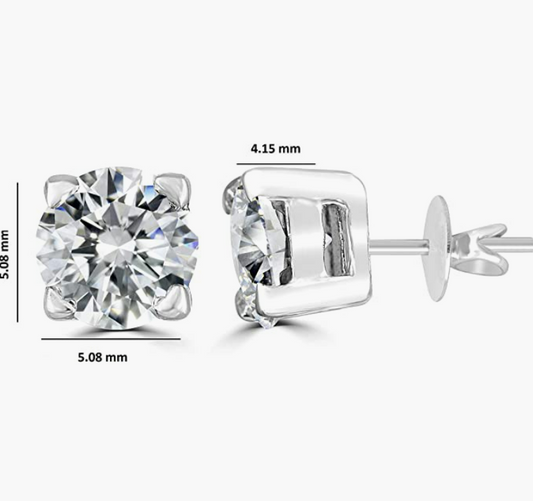 Brilliant Round-Cut 5mm 0.79 Carat Moissanite 925 Sterling Silver Earrings for Women