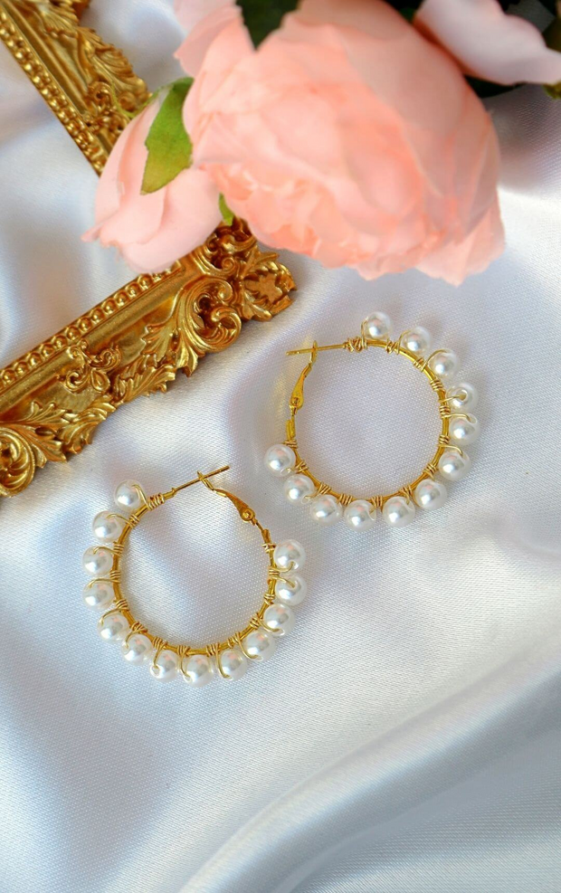 "Aurora" | 24K Pearl Hoops