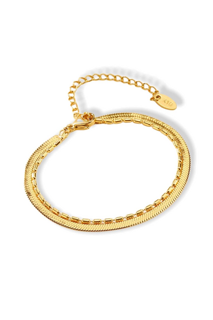 Flat Chain | 18K Two Layers Bracelet