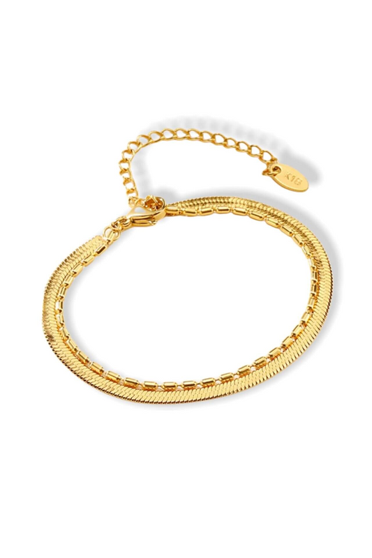 Flat Chain | 18K Two Layers Bracelet