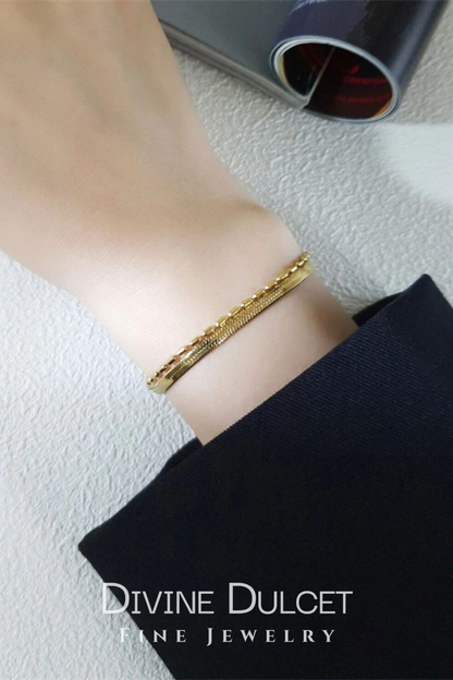 Flat Chain | 18K Two Layers Bracelet